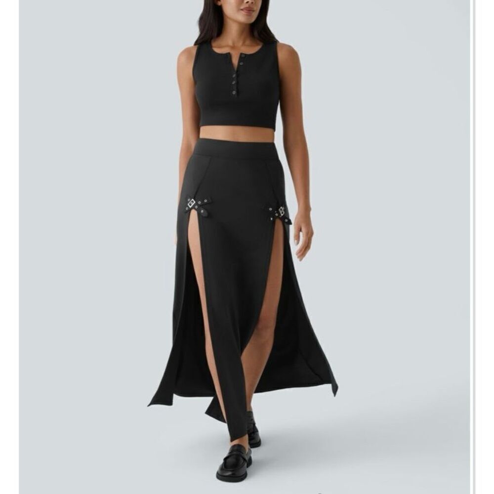 Brand New - Halara High Women’s XLarge Waisted Decorative Buckle Split 2-in-1 Ma